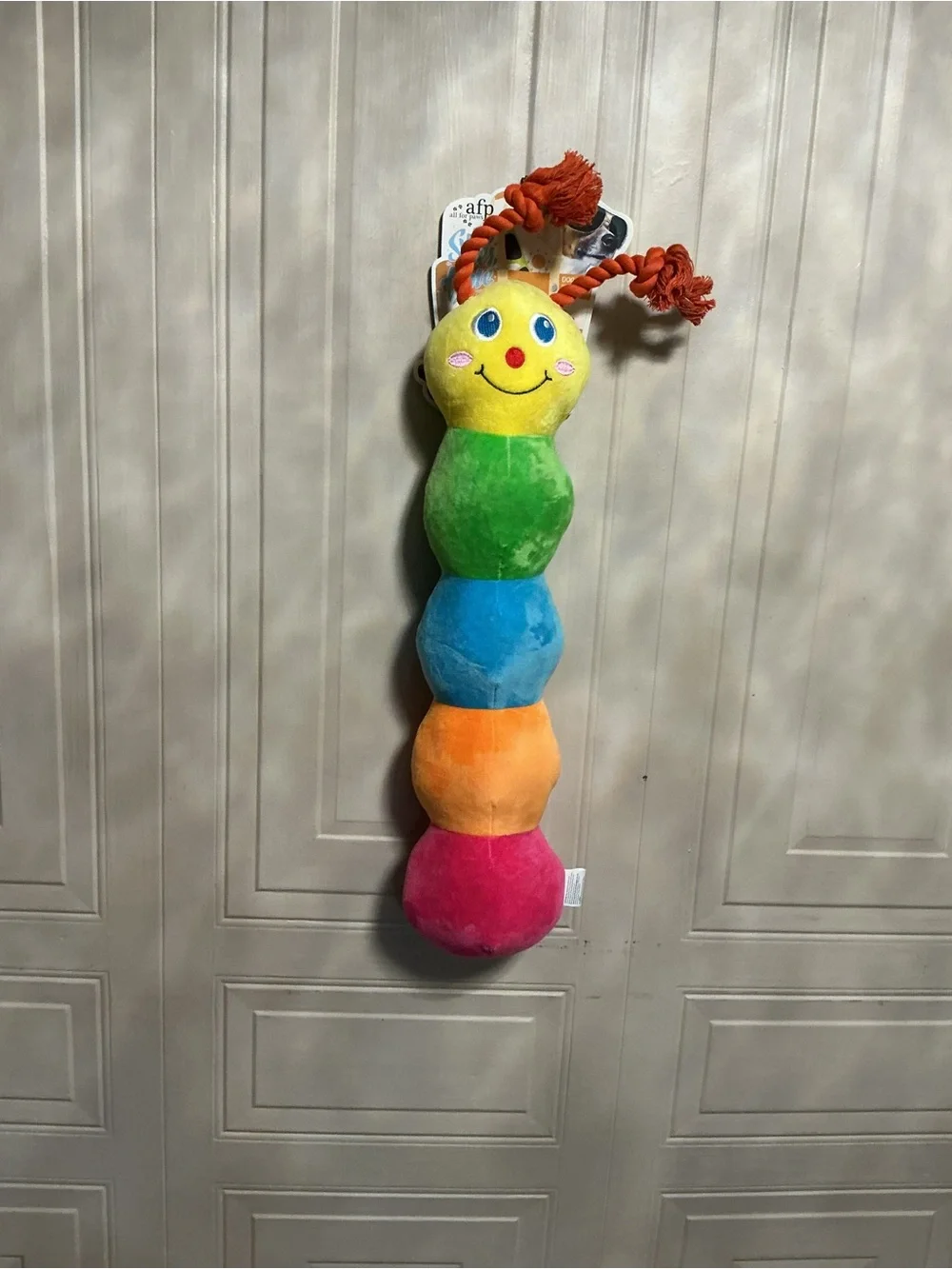 AFP Colorful Long Caterpillar 🐛 4 Squeakers Plush No Stuffing Dog Toy 24”